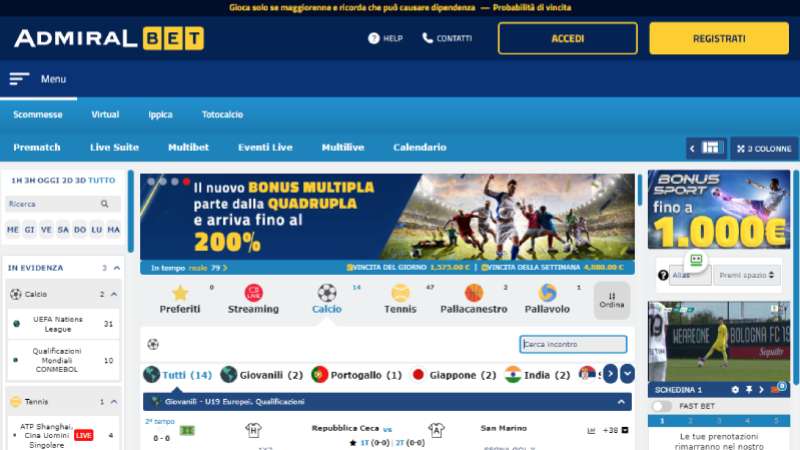 AdmiralBet home page