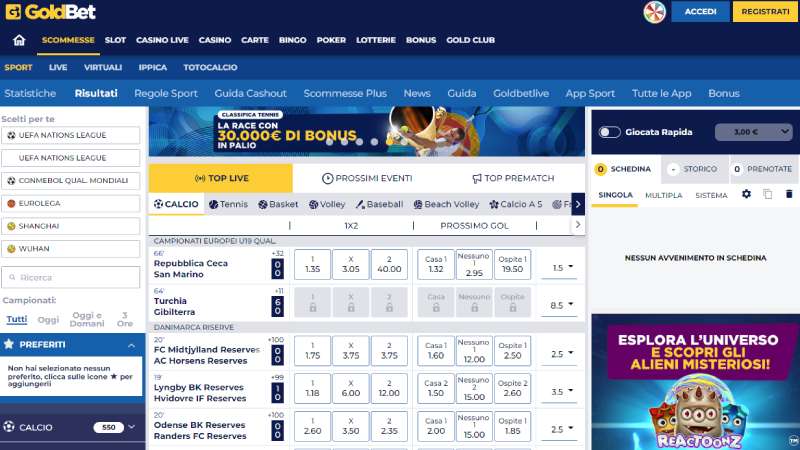 GoldBet home page