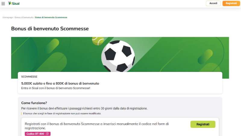 Sisal Scommesse bonus